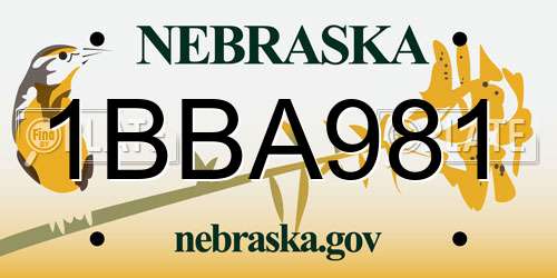 1BBA981 Nebraska License Plate