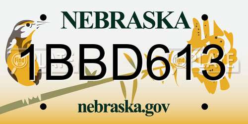 1BBD613 Nebraska License Plate