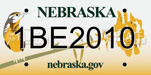 1BE2010 Nebraska License Plate