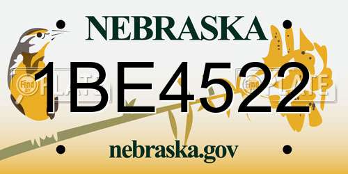 1BE4522 Nebraska License Plate