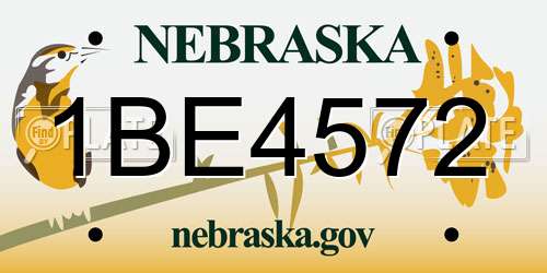 1BE4572 Nebraska License Plate