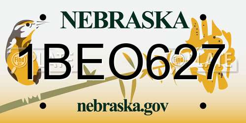 1BEO627 Nebraska License Plate