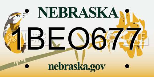 1BEO677 Nebraska License Plate