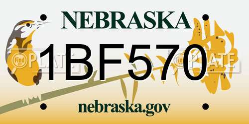 1BF570 Nebraska License Plate