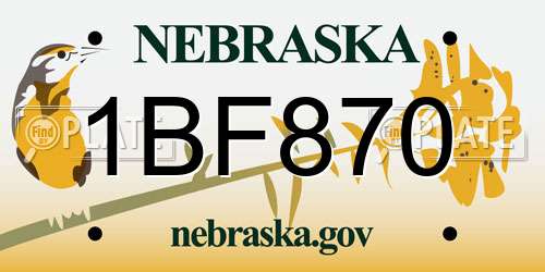 1BF870 Nebraska License Plate