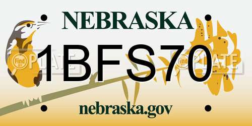 1BFS70 Nebraska License Plate