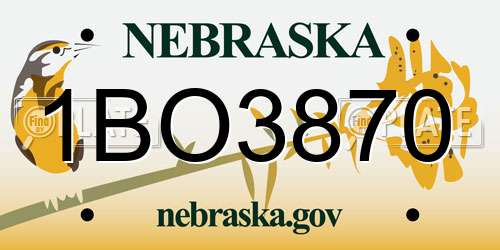 1BO3870 Nebraska License Plate