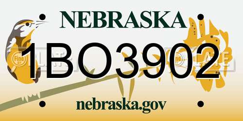 1BO3902 Nebraska License Plate