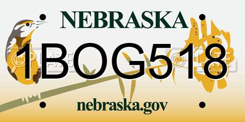 1BOG518 Nebraska License Plate