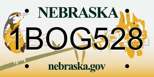 1BOG528 Nebraska License Plate