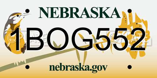 1BOG552 Nebraska License Plate