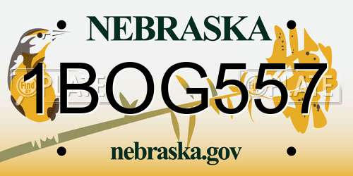1BOG557 Nebraska License Plate
