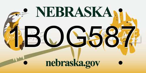 1BOG587 Nebraska License Plate