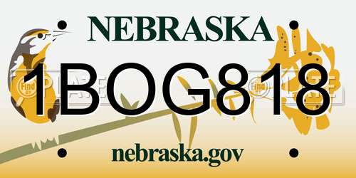 1BOG818 Nebraska License Plate