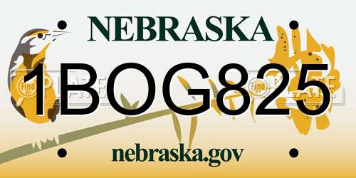 1BOG825 Nebraska License Plate