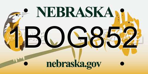 1BOG852 Nebraska License Plate