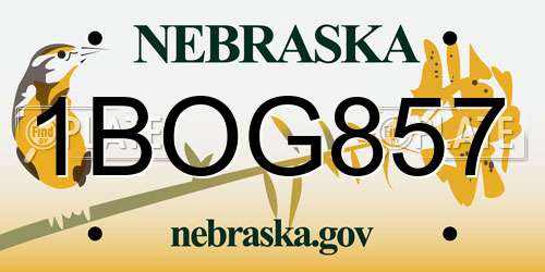 1BOG857 Nebraska License Plate