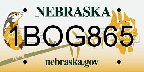 1BOG865 Nebraska License Plate