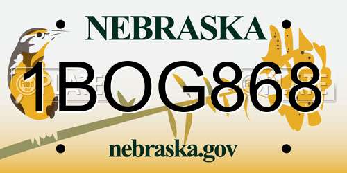 1BOG868 Nebraska License Plate
