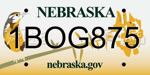 1BOG875 Nebraska License Plate