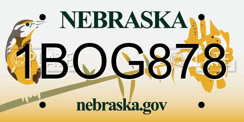 1BOG878 Nebraska License Plate