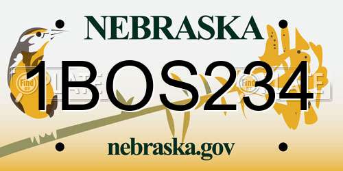 1BOS234 Nebraska License Plate