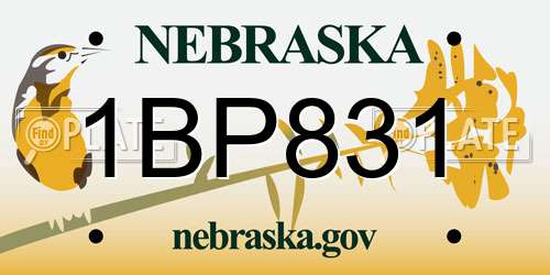 1BP831 Nebraska License Plate