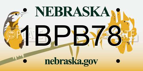1BPB78 Nebraska License Plate