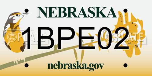 1BPE02 Nebraska License Plate