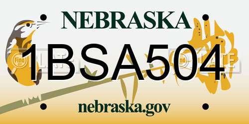 1BSA504 Nebraska License Plate