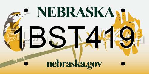 1BST419 Nebraska License Plate