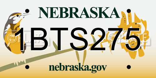 1BTS275 Nebraska License Plate