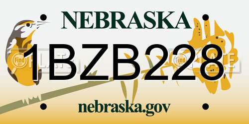 1BZB228 Nebraska License Plate