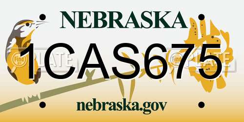 1CAS675 Nebraska License Plate