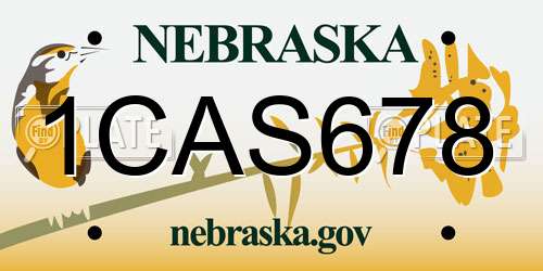 1CAS678 Nebraska License Plate
