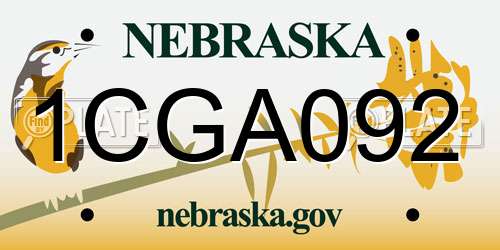 1CGA092 Nebraska License Plate