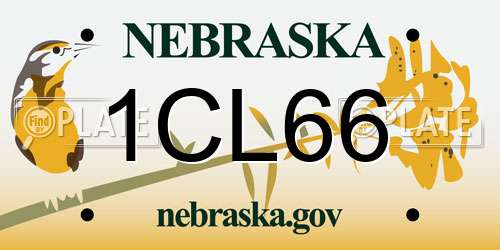 1CL66 Nebraska License Plate