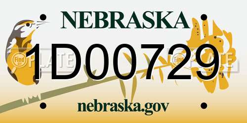 1D00729 Nebraska License Plate