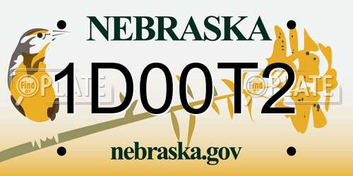 1D00T2 Nebraska License Plate
