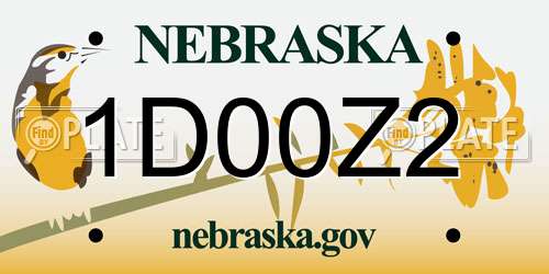 1D00Z2 Nebraska License Plate