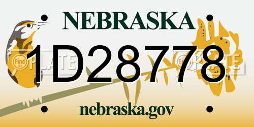 1D28778 Nebraska License Plate