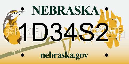 1D34S2 Nebraska License Plate