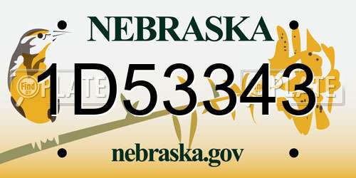 1D53343 Nebraska License Plate