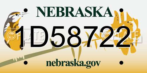 1D58722 Nebraska License Plate