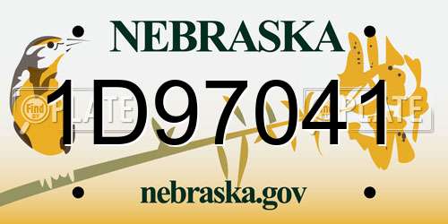 1D97041 Nebraska License Plate