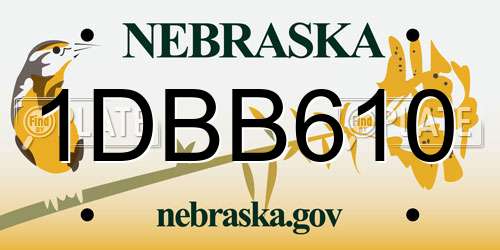 1DBB610 Nebraska License Plate