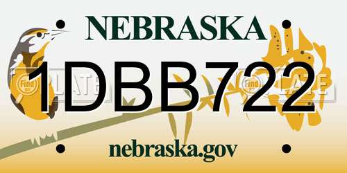 1DBB722 Nebraska License Plate