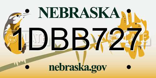 1DBB727 Nebraska License Plate