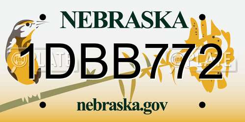 1DBB772 Nebraska License Plate
