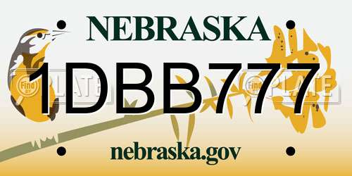1DBB777 Nebraska License Plate